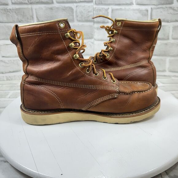 Duluth Trading Co VINTAGE Men\'s 10 W 6\' Moc Toe Brown Leather Made in USA Boots main image 9
